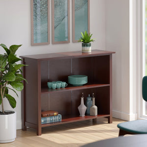 Winsome Wood Milan 2-section Wide Bookcase In Rich Walnut - Stylish Storage For Books, Collectibles & More! Walnut Solid ,Composite Wood 94539-winsome-wood