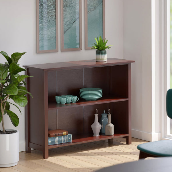 Winsome Wood Milan 2-section Wide Bookcase In Rich Walnut - Stylish Storage For Books, Collectibles & More! Walnut Solid ,Composite Wood 94539-winsome-wood