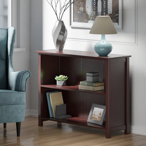 Winsome Wood Milan 2-section Wide Bookcase In Rich Walnut - Stylish Storage For Books, Collectibles & More! Walnut Solid ,Composite Wood 94539-winsome-wood