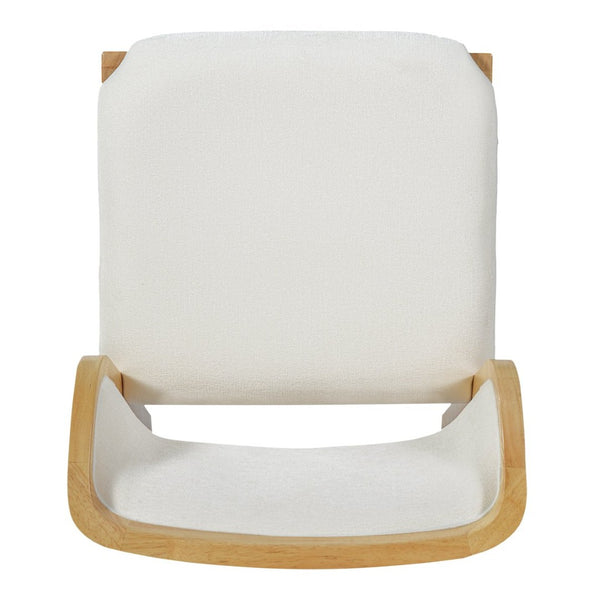 English Elm Mid-century Modern Linen Blend Dining Chairs Rubberwood Legs Sculptural Backrest Set of 2 Natural+Beige N768P442078N