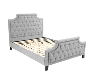 English Elm FULL Bed Gray Fabric Upholstered Full Bed with Wood Frame, 50" Headboard, 28" Footboard, Durable Construction B089S00135