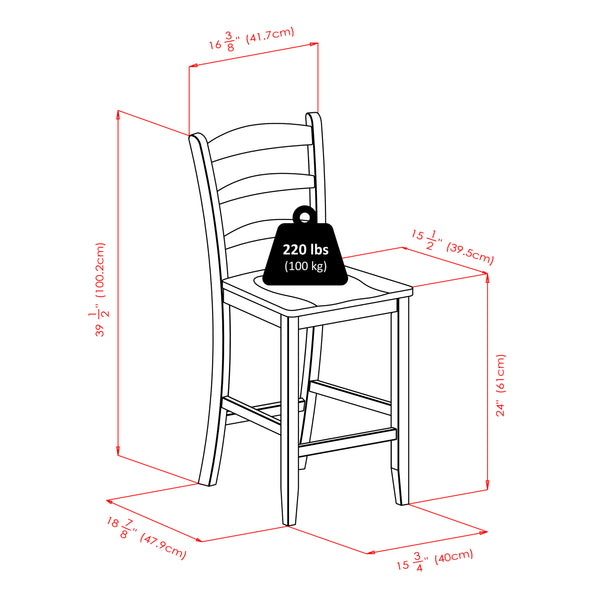 Winsome Wood Orlando 5-piece High Table Set With Ladder-back Stools, Walnut Finish - Perfect For Dining & Work! Walnut Solid ,Composite Wood 94542-winsome-wood