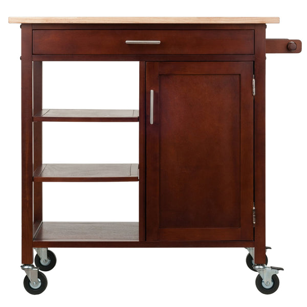 Winsome Wood Marissa Kitchen Utility Cart - Two-toned Natural & Walnut, Mobile Storage With Locking Casters Walnut Solid ,Composite Wood 94543-winsome-wood