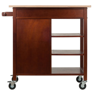 Winsome Wood Marissa Kitchen Utility Cart - Two-toned Natural & Walnut, Mobile Storage With Locking Casters Walnut Solid ,Composite Wood 94543-winsome-wood