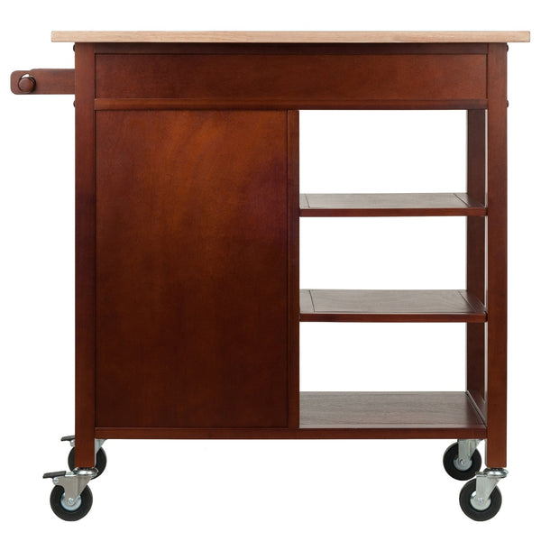 Winsome Wood Marissa Kitchen Utility Cart - Two-toned Natural & Walnut, Mobile Storage With Locking Casters Walnut Solid ,Composite Wood 94543-winsome-wood