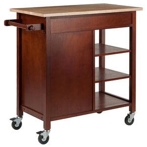 Winsome Wood Marissa Kitchen Utility Cart - Two-toned Natural & Walnut, Mobile Storage With Locking Casters Walnut Solid ,Composite Wood 94543-winsome-wood
