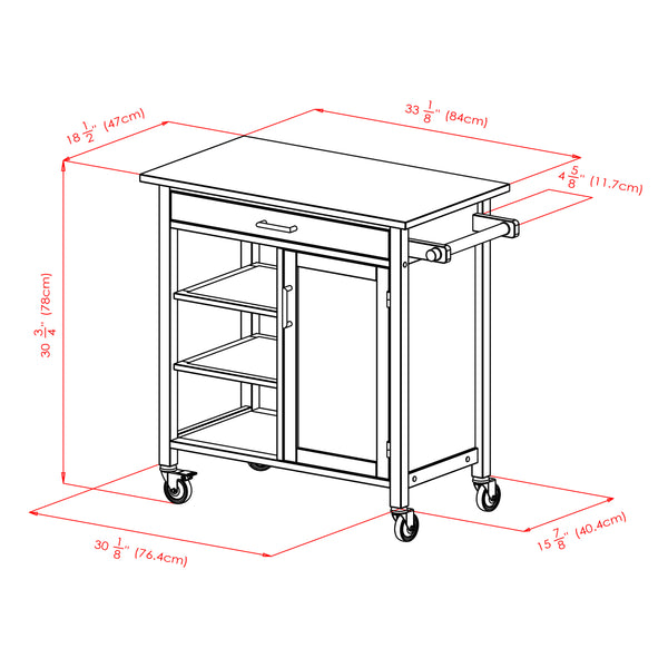 Winsome Wood Marissa Kitchen Utility Cart - Two-toned Natural & Walnut, Mobile Storage With Locking Casters Walnut Solid ,Composite Wood 94543-winsome-wood