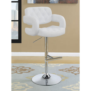 English Elm Brandi Upholstered White Adjustable Bar Stool with Chrome Pedestal, Plush Leatherette Comfort, Height-Adjustable Elegance B062P344930