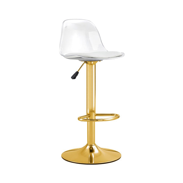 English Elm Modern Swivel Barstools Set of 2 with Clear Pet Back and Padded Pu Seat W1151P192280