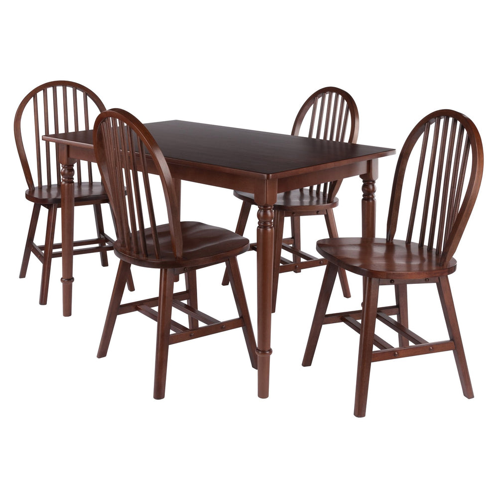 Winsome Wood Ravenna 5-piece Walnut Dining Set With Windsor Chairs – Vintage Farmhouse Style, Perfect For Any Space Walnut Solid Wood 94546-winsome-wood