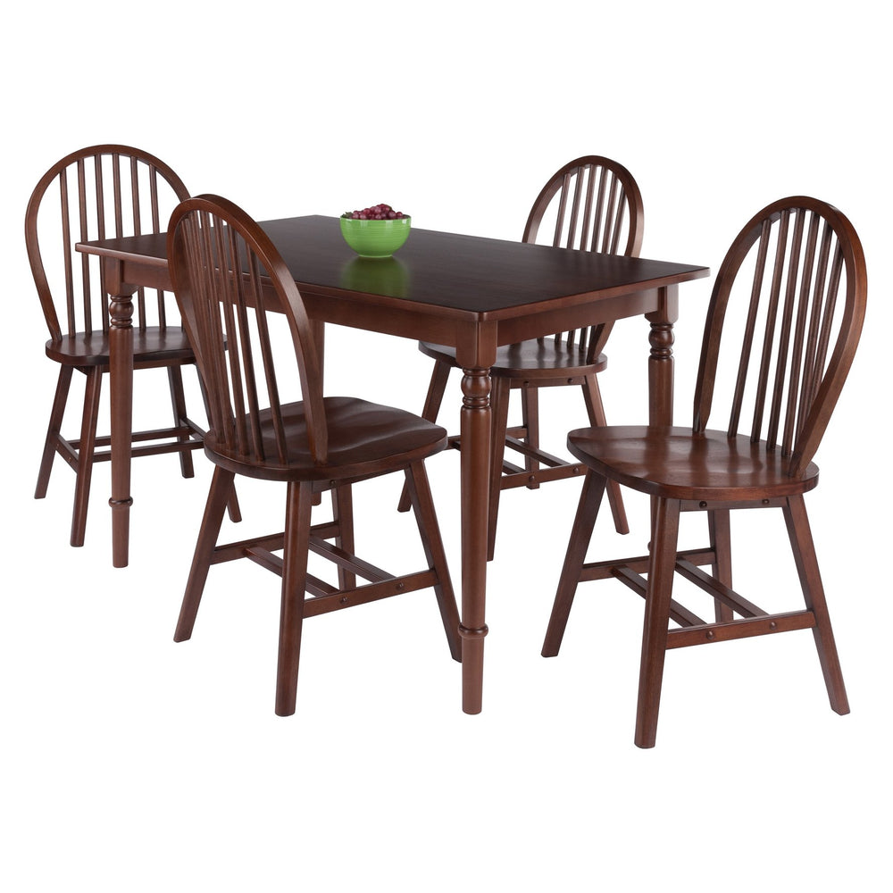 Winsome Wood Ravenna 5-piece Walnut Dining Set With Windsor Chairs – Vintage Farmhouse Style, Perfect For Any Space Walnut Solid Wood 94546-winsome-wood