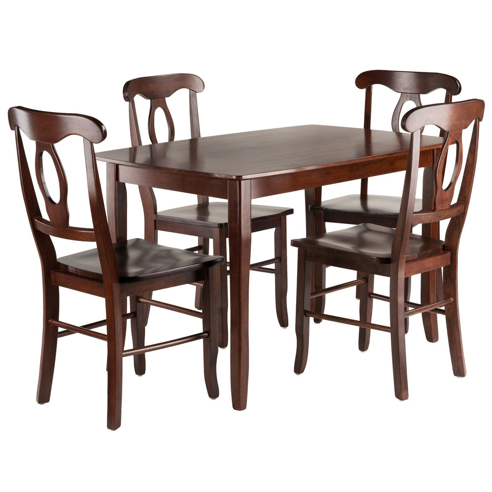 Winsome Wood Inglewood 5-piece Dining Set With Elegant Keyhole Chairs, Solid Wood, Walnut Finish, Rustic Charm Walnut Solid Wood 94547-winsome-wood