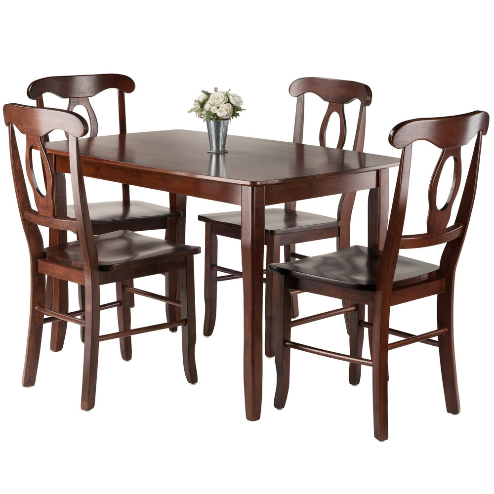 Winsome Wood Inglewood 5-piece Dining Set With Elegant Keyhole Chairs, Solid Wood, Walnut Finish, Rustic Charm Walnut Solid Wood 94547-winsome-wood