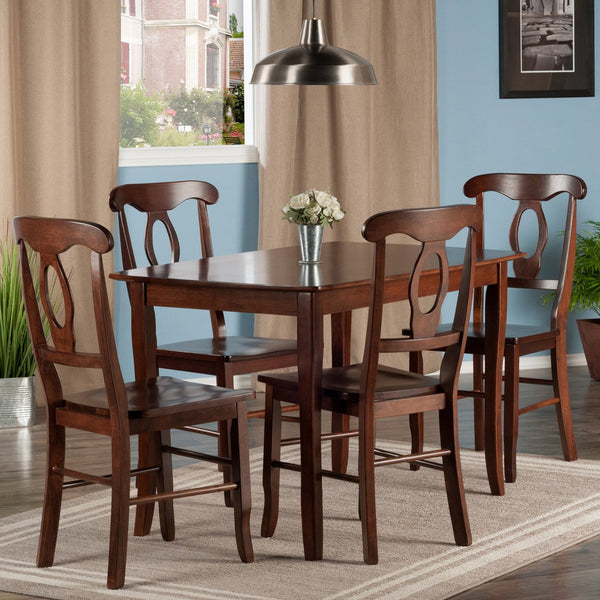 Winsome Wood Inglewood 5-piece Dining Set With Elegant Keyhole Chairs, Solid Wood, Walnut Finish, Rustic Charm Walnut Solid Wood 94547-winsome-wood