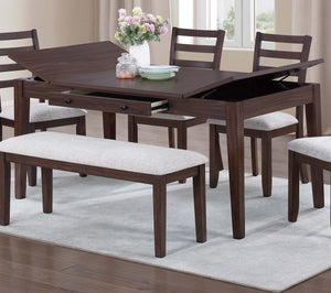 English Elm Walnut Counter Height Dining Table with Lift-Top Storage & Drawer, Seats 6, Modern Tapered Legs Walnut 41 L x 8 W x 71 H B011P370874