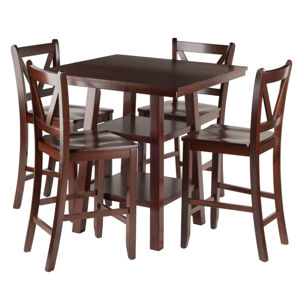 Winsome Wood Orlando 5-piece High Table Set With V-back Stools - Stylish Walnut Dining & Workspace Solution Walnut Solid ,Composite Wood 94554-winsome-wood