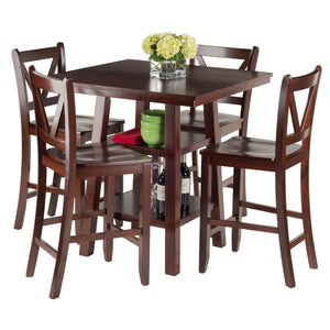 Winsome Wood Orlando 5-piece High Table Set With V-back Stools - Stylish Walnut Dining & Workspace Solution Walnut Solid ,Composite Wood 94554-winsome-wood