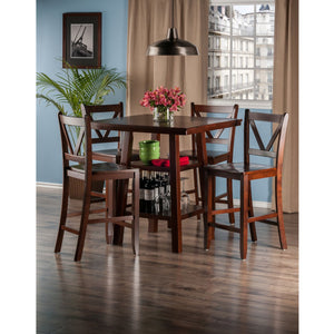 Winsome Wood Orlando 5-piece High Table Set With V-back Stools - Stylish Walnut Dining & Workspace Solution Walnut Solid ,Composite Wood 94554-winsome-wood
