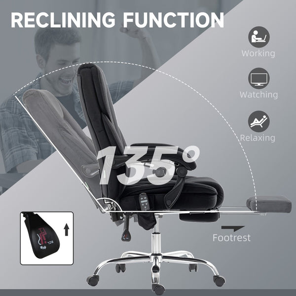 English Elm Vinsetto Massage Executive Office Chair Heated Reclining Seat with Footrest Support W2225P485642