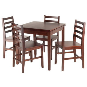 Winsome Wood Pulman 5-piece Extendable Dining Set With Ladder-back Chairs, Space-saving Walnut Design, Assembly Required Walnut Solid Wood 94556-winsome-wood