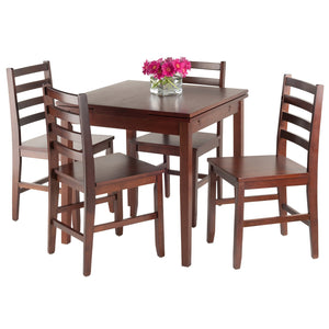 Winsome Wood Pulman 5-piece Extendable Dining Set With Ladder-back Chairs, Space-saving Walnut Design, Assembly Required Walnut Solid Wood 94556-winsome-wood