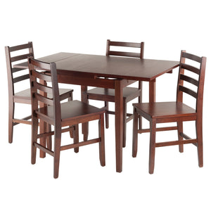 Winsome Wood Pulman 5-piece Extendable Dining Set With Ladder-back Chairs, Space-saving Walnut Design, Assembly Required Walnut Solid Wood 94556-winsome-wood