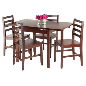 Winsome Wood Pulman 5-piece Extendable Dining Set With Ladder-back Chairs, Space-saving Walnut Design, Assembly Required Walnut Solid Wood 94556-winsome-wood