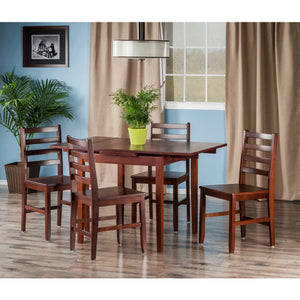 Winsome Wood Pulman 5-piece Extendable Dining Set With Ladder-back Chairs, Space-saving Walnut Design, Assembly Required Walnut Solid Wood 94556-winsome-wood