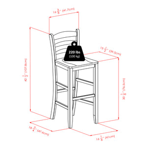 Winsome Wood Parkland 5-piece High Dining Set With Stylish Ladder-back Bar Stools In Rich Walnut Finish For Comfort Walnut Solid Wood 94559-winsome-wood