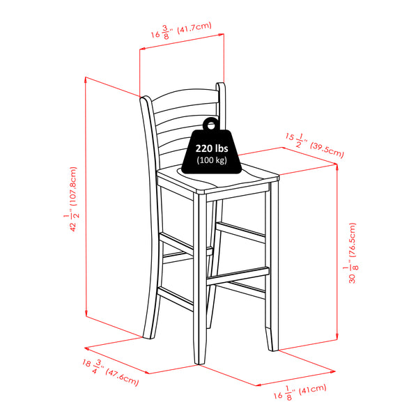 Winsome Wood Parkland 5-piece High Dining Set With Stylish Ladder-back Bar Stools In Rich Walnut Finish For Comfort Walnut Solid Wood 94559-winsome-wood