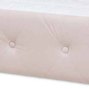 Baxton Studio Baxton Amaya Full Size Daybed in Light Pink Velvet with Trundle - Modern Comfort for Any Room CF8825-Light Pink-Daybed-F/T