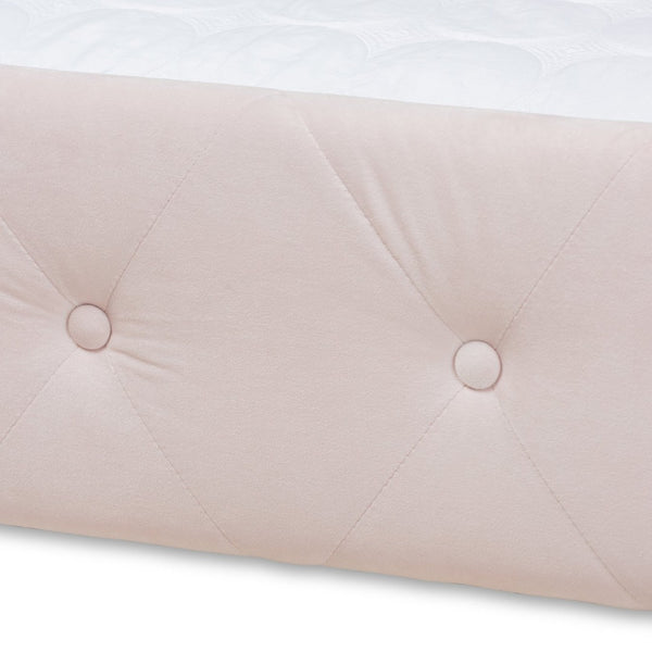 Baxton Studio Baxton Amaya Full Size Daybed in Light Pink Velvet with Trundle - Modern Comfort for Any Room CF8825-Light Pink-Daybed-F/T