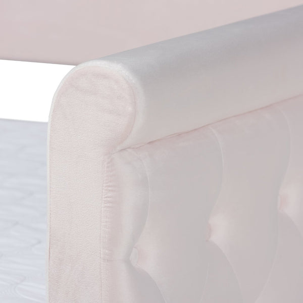 Baxton Studio Baxton Amaya Full Size Daybed in Light Pink Velvet with Trundle - Modern Comfort for Any Room CF8825-Light Pink-Daybed-F/T