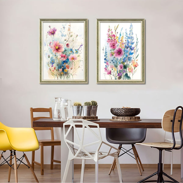 English Elm Set Of 3 Colorful Floral Wall Art – Modern Botanical Prints With Replaceable Canvas In Wood Frames T3976P383167-GIGA