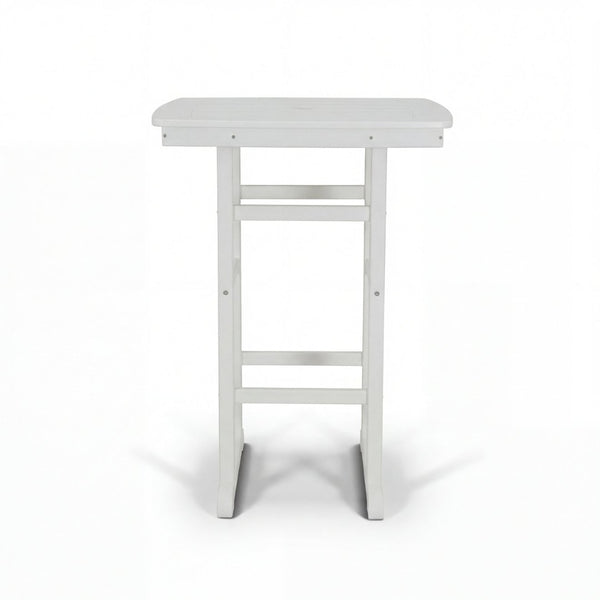 English Elm 3-piece Outdoor Bar Height Bistro Set Hdpe Poly Lumber Slatted Pub Table Two Chairs White W3566S00026