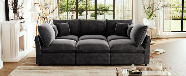 English Elm Swivel Barrel Accent Chair Chenille Tufted Round Club Seat for Living Room Lounge Black N719S002300B