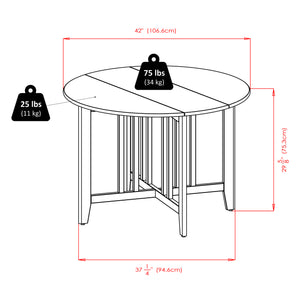 Winsome Wood Alamo 5-piece Round Drop Leaf Dining Set With Stylish Ladder-back Chairs For Cozy Spaces & Gatherings Walnut Solid Wood 94565-winsome-wood
