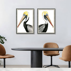 English Elm Set Of 2 Pelican Canvas Prints In Solid Wood Frames – Modern Coastal Wall Art For Living Rooms & Bedrooms T3976P383229-GIGA