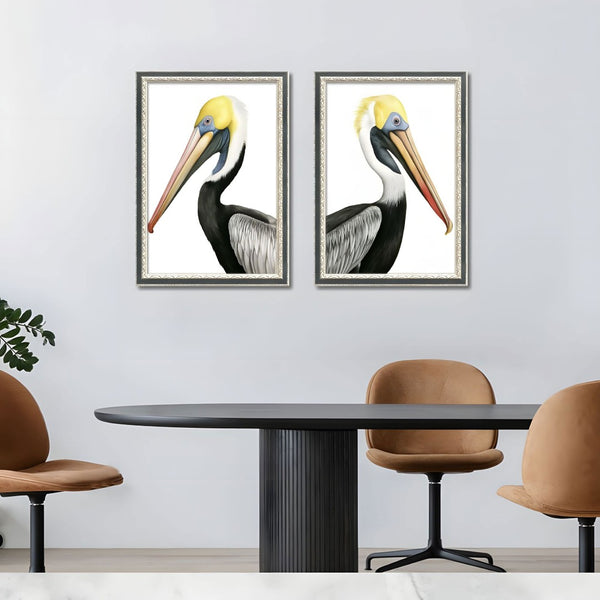 English Elm Set Of 2 Pelican Canvas Prints In Solid Wood Frames – Modern Coastal Wall Art For Living Rooms & Bedrooms T3976P383229-GIGA