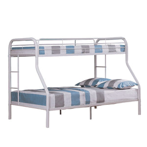 English Elm Twin Metal Bunk Bed In Glossy White - Contemporary Twin-Over-Full Design With Angled Ladder & Space-Saving Style B2741S00312-GIGA
