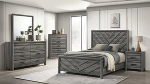 English Elm Denver Modern Twin 5-Piece Bedroom Set in Gray — Contemporary Wood Bed, Nightstand, Dresser, Chest & Mirror (Coordinated) B009S02018