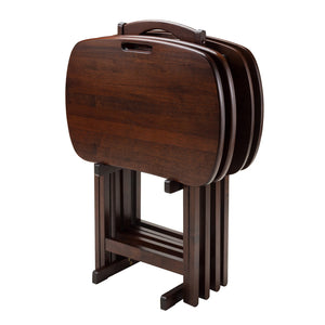 Winsome Wood Lucca 5-piece Folding Snack Table Set - Walnut - Perfect For Tv, Patio, & Compact Storage Solutions Walnut Solid Wood 94577-winsome-wood