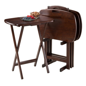 Winsome Wood Lucca 5-piece Folding Snack Table Set - Walnut - Perfect For Tv, Patio, & Compact Storage Solutions Walnut Solid Wood 94577-winsome-wood