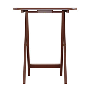 Winsome Wood Lucca 5-piece Folding Snack Table Set - Walnut - Perfect For Tv, Patio, & Compact Storage Solutions Walnut Solid Wood 94577-winsome-wood