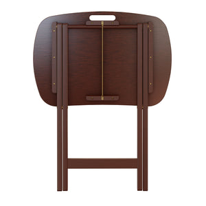 Winsome Wood Lucca 5-piece Folding Snack Table Set - Walnut - Perfect For Tv, Patio, & Compact Storage Solutions Walnut Solid Wood 94577-winsome-wood