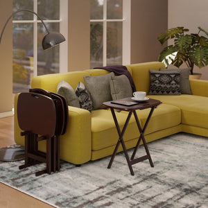 Winsome Wood Lucca 5-piece Folding Snack Table Set - Walnut - Perfect For Tv, Patio, & Compact Storage Solutions Walnut Solid Wood 94577-winsome-wood