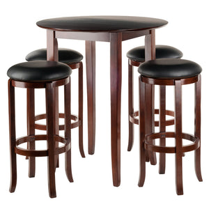 Winsome Wood Fiona 5-piece Dining Set With Swivel Bar Stools - Chic Walnut Finish For Small Spaces & Gatherings Walnut Solid Wood 94581-winsome-wood