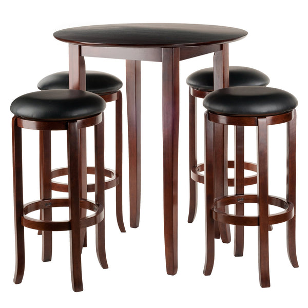 Winsome Wood Fiona 5-piece Dining Set With Swivel Bar Stools - Chic Walnut Finish For Small Spaces & Gatherings Walnut Solid Wood 94581-winsome-wood