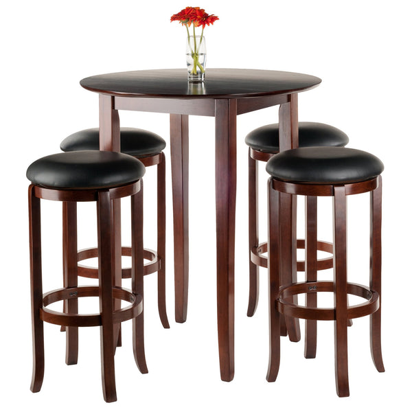 Winsome Wood Fiona 5-piece Dining Set With Swivel Bar Stools - Chic Walnut Finish For Small Spaces & Gatherings Walnut Solid Wood 94581-winsome-wood