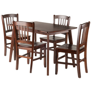 Winsome Wood Shaye 5-piece Dining Set With Slat Back Chairs - Elegant Walnut Finish & Contemporary Design Walnut Solid Wood 94582-winsome-wood